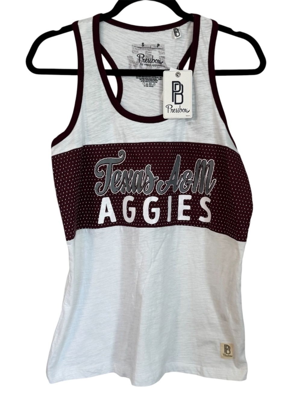 Pressbox Women's Texas A&M Tracy Slub Scoop neck Racerback Tank Top Sz S NWT
